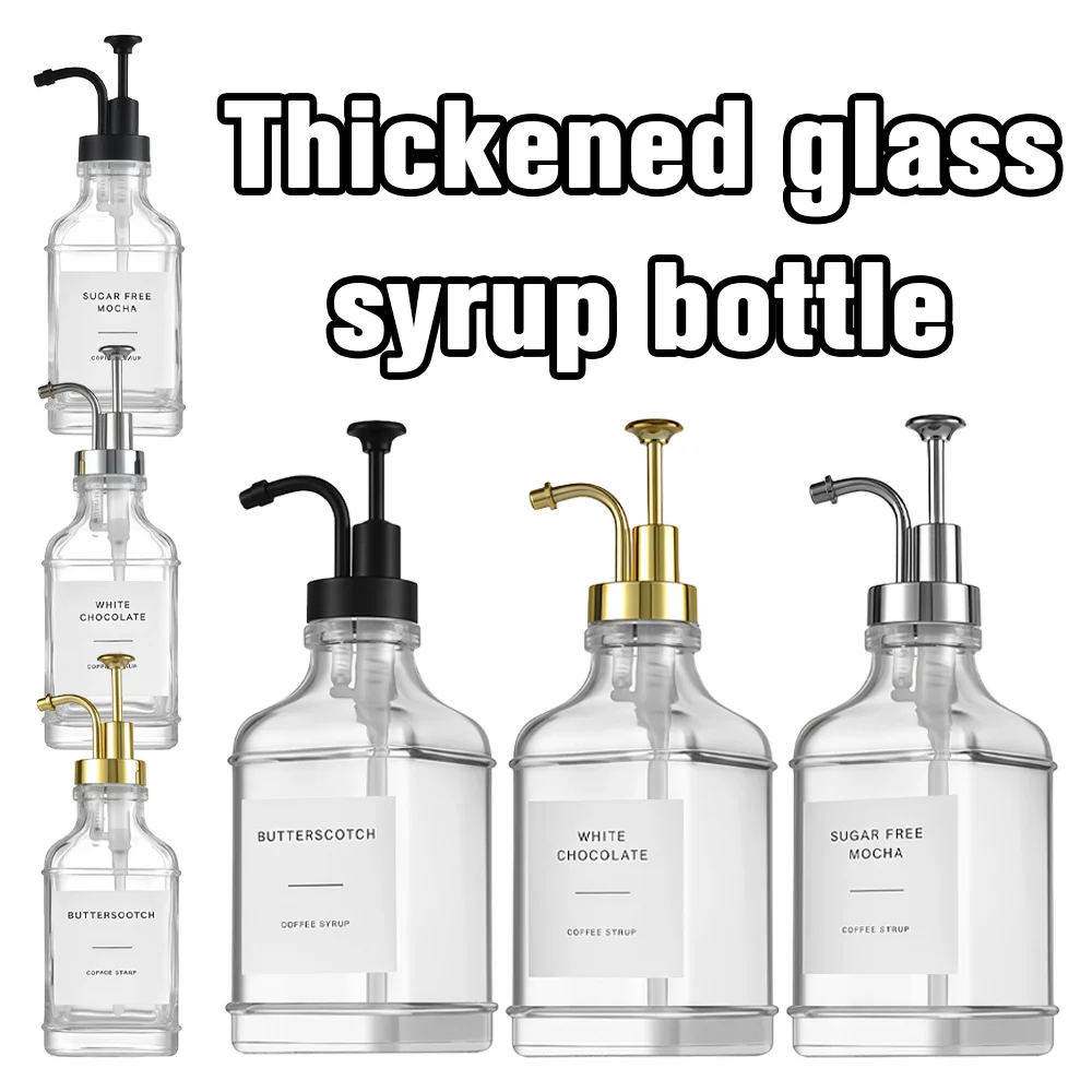 500 مللي موزع سائل زجاجي شفاف زجاجة حاوية شراب القهوة مع مضخات موزع الصابون وموزع سائل الحمام #1