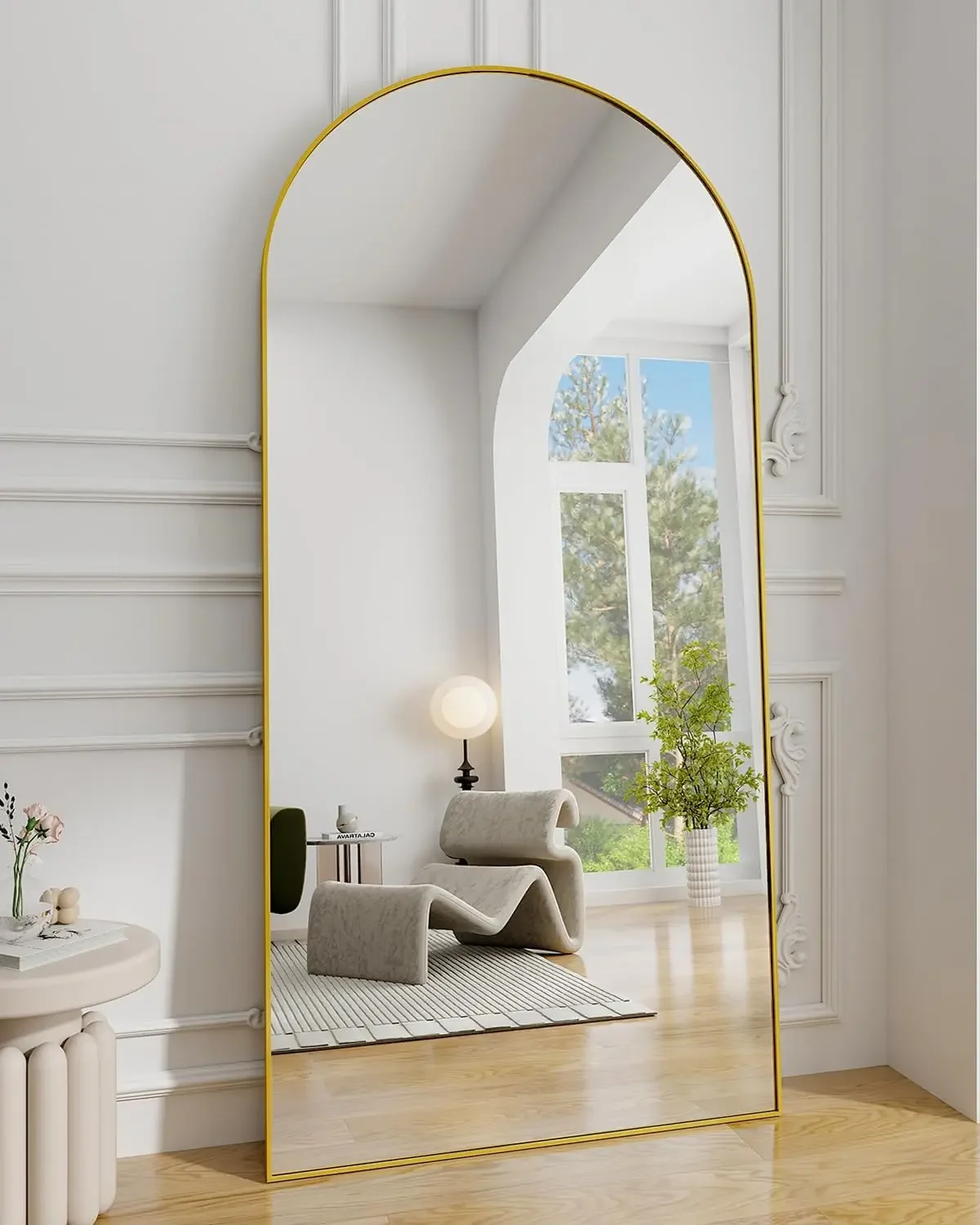 

Koonmi 30"x71"Arched Full Length Mirror,Gold Large Floor Mirror with Aluminum Alloy Frame,Standing Hanging or Leaning Wall-Mount