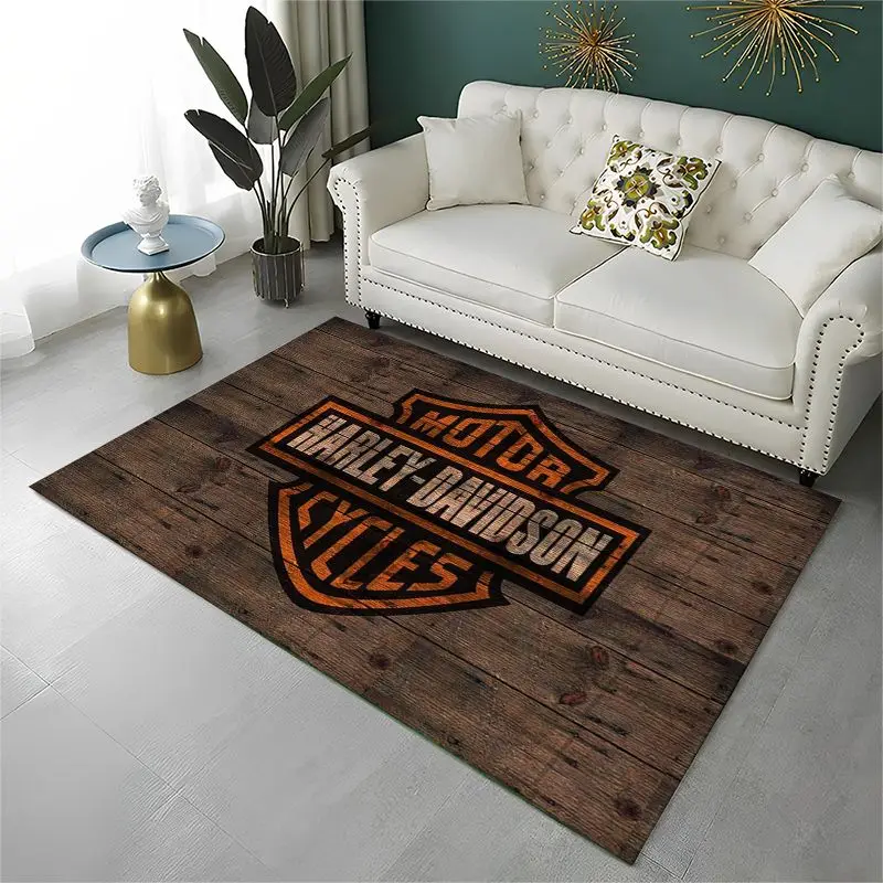 Retro H-Harleys Racing Moto Non-Slip Area Rug for Living Room,Bedroom,Playroom,Soft Carpet Floor Mat Home Decor Rug Kids Room view 6