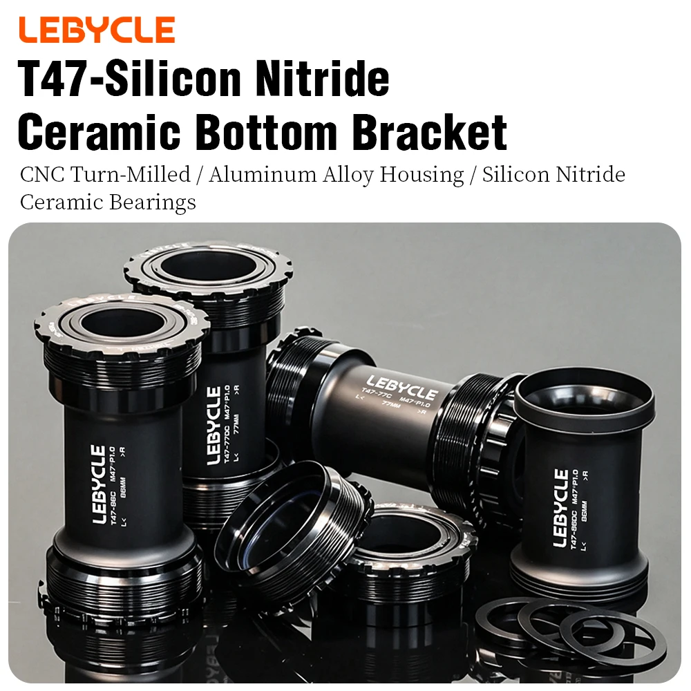 LEBYCLE T47 Hollow Threaded Bottom Bracket Ceramic Bearing For 24/29mm Crank Spindle 68‑92mm Shell Width Bike Replacement Parts