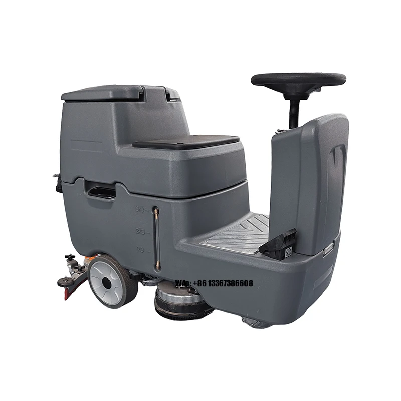 24V Ride-On Electric Industrial Floor Clean Sweeper with Larger Capacity Battery Long-Range Driving New Condition-for Burnishing