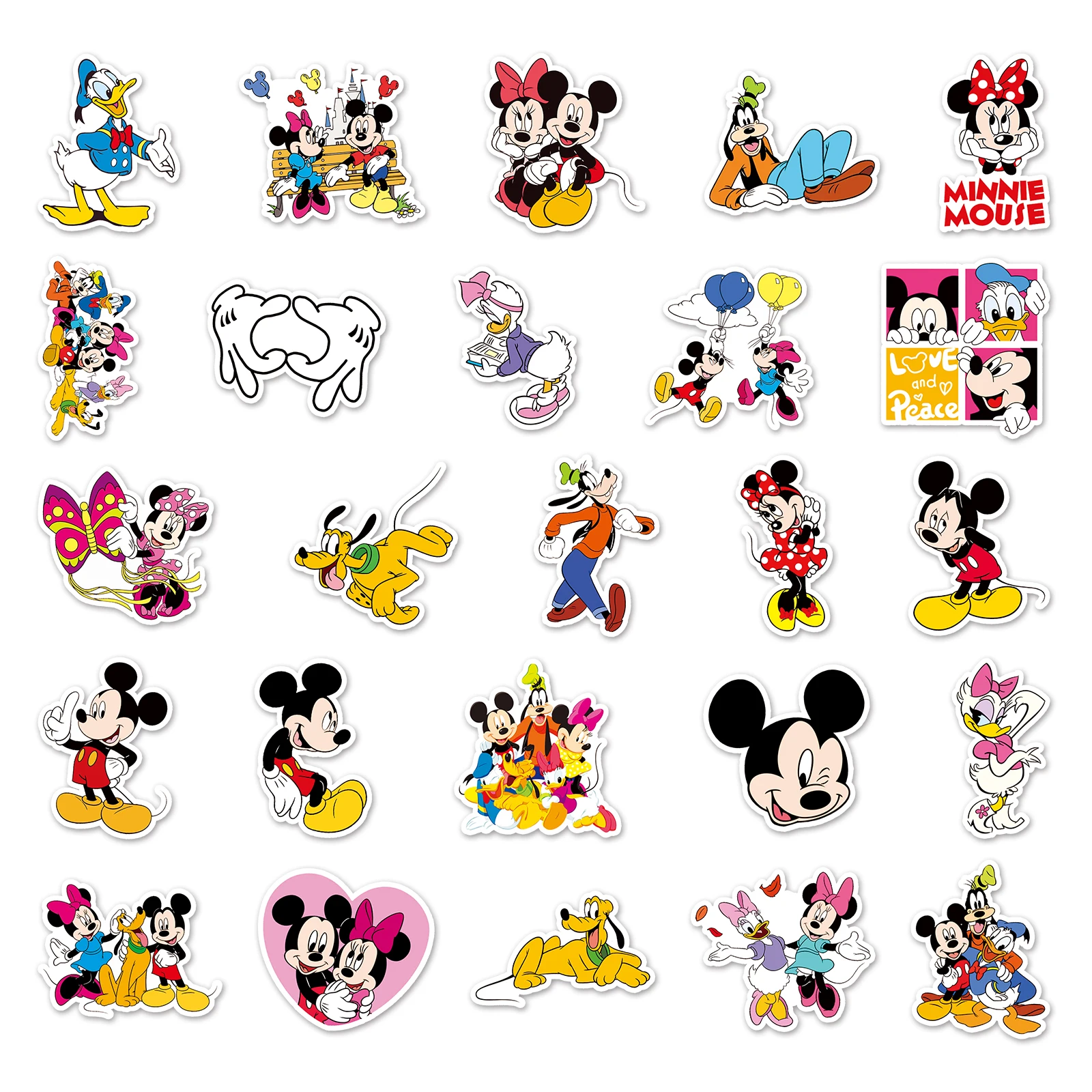 50 Piece MINISO Disney Cute Mickey Mouse Mixed Stickers DIY For Phones Laptop Car Sticker