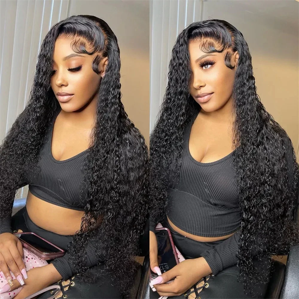 Nadine Deep Wave Wig Human Hair 13x6 HD Lace Frontal Wigs Water Wave Preplucked Lace Front Curly Wigs 30 34 Inch For Black Women