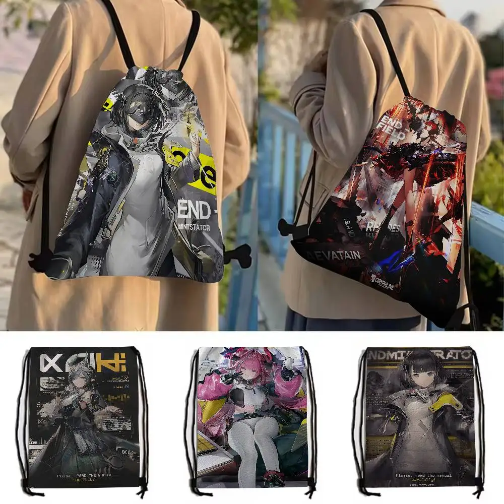Popular Strategy Game Arknights Endfield 1 Piece Drawstring Bag Backpack, Adjustable Drawstring Backpack, Storage Bag