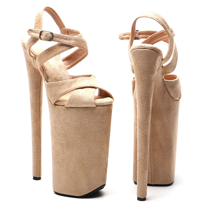 Leecabe  26CM/10inches Suede Upper small open toe exotic  stripper heel   High Heel platform  sandals Pole Dance shoes