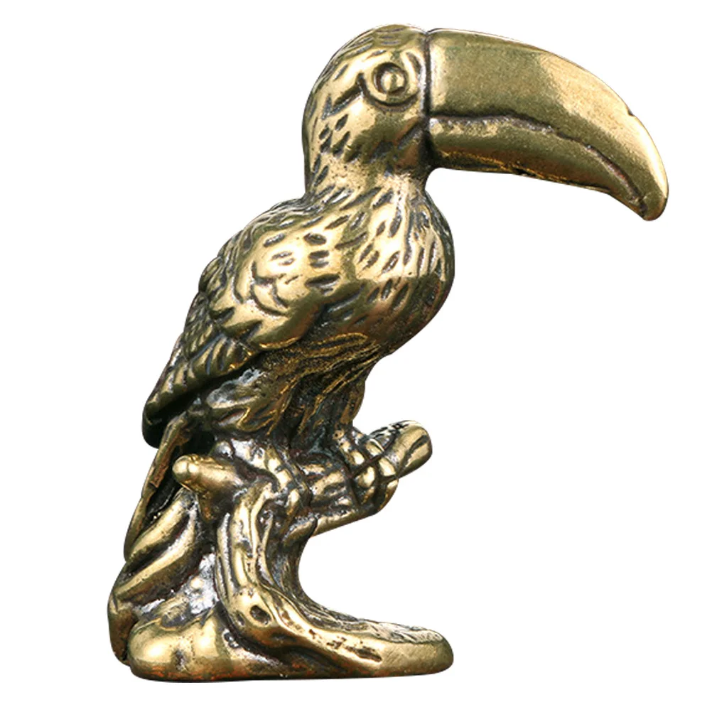 

Solid Brass Parrot Statue Vintage Bird Figurines Brass Sculpture Desktop Decorative Ornament Living Room Accent