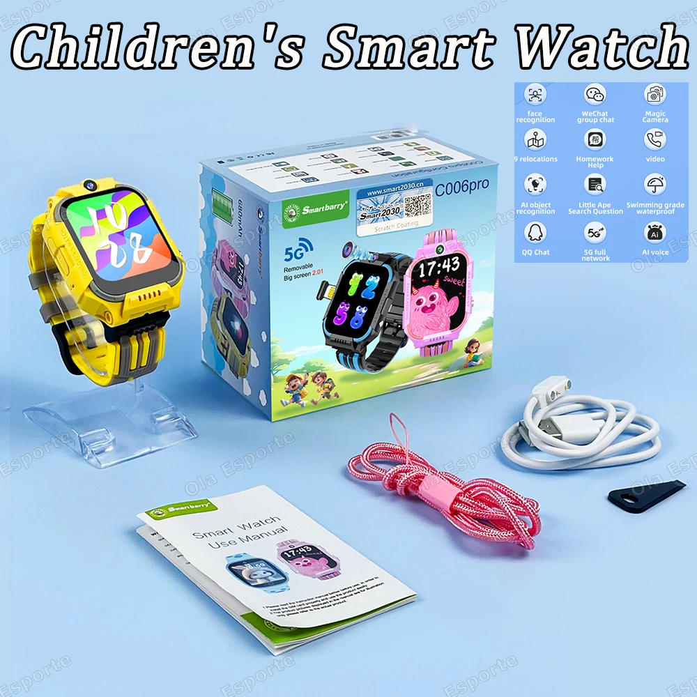 New Kids 5G Smart Horloge SOS GPS + BDS/GLONASS Locatie Telefoontje Camera Kind Smartwatch 1.83 Inch WIFI Waterdicht Voor Horloge Gift