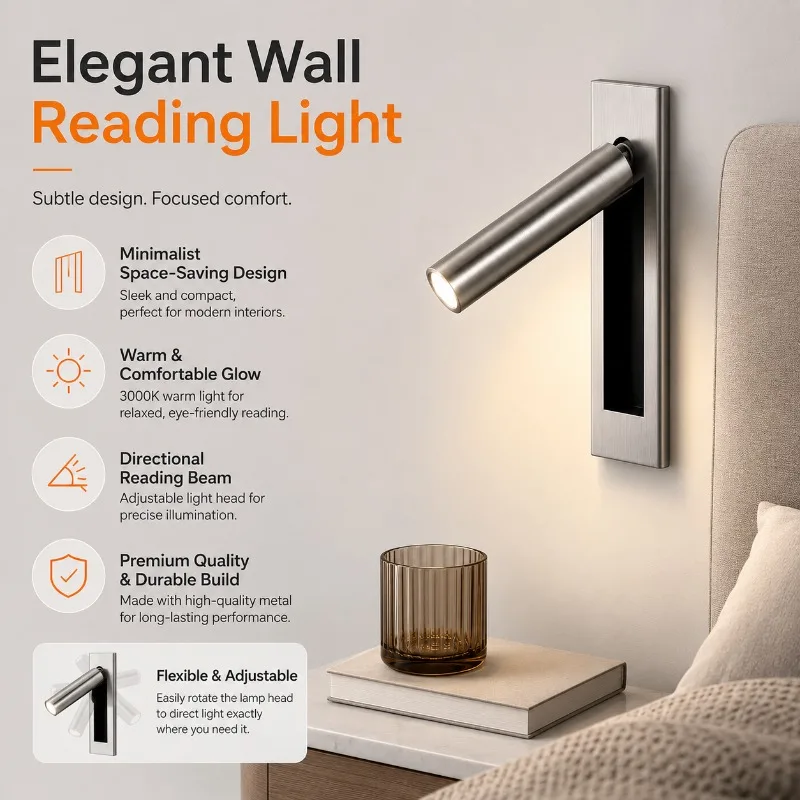 

Matte Black Bright Chrome Brushed Black Brushed Copper Reading Wall Lamp Bedroom Bedside Wall Lamp High-end French Wall Lamp