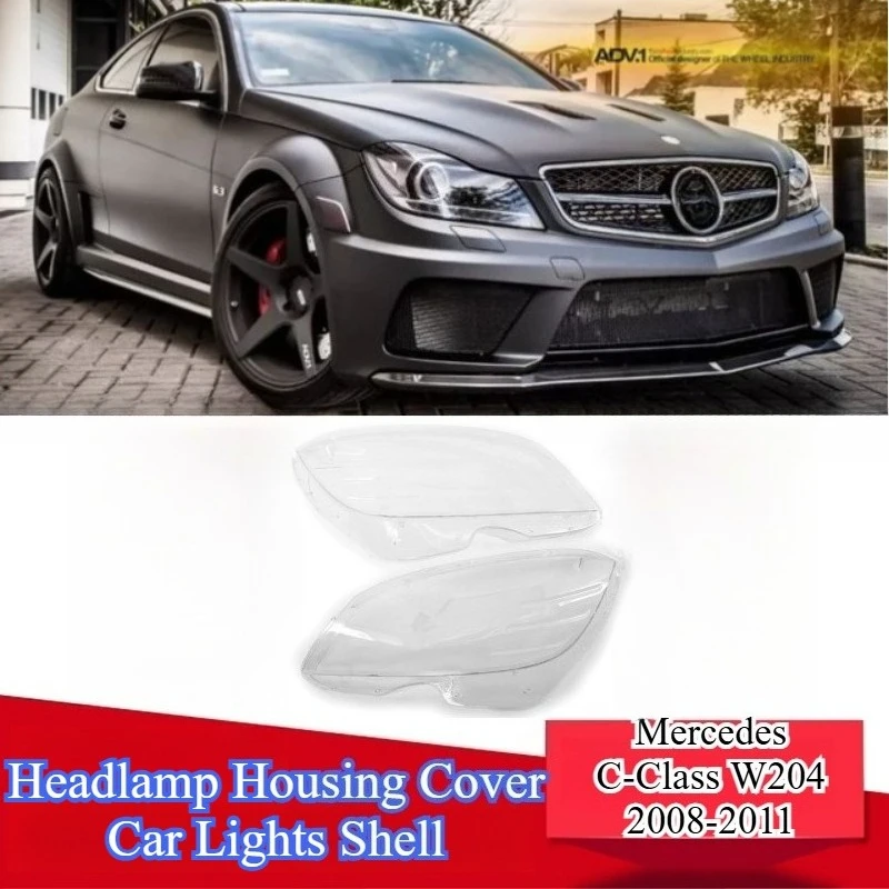 

E4 Certified ABS Headlight Lens Cover for Mercedes C-Class W204 2008-2011 Headlamp Housing Cover Replacement UV Protection