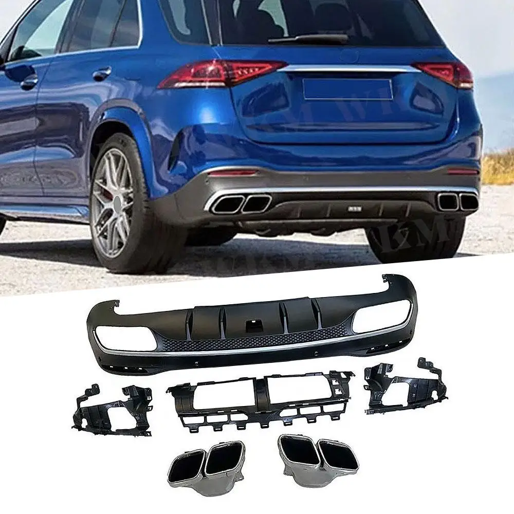 Car Rear Bumper Lip Muffler Exhaust Tip Splitter Diffuser Protector For Mercedes Benz GLE GLS V167 X167 GLE63 AMG2020+ With Hole