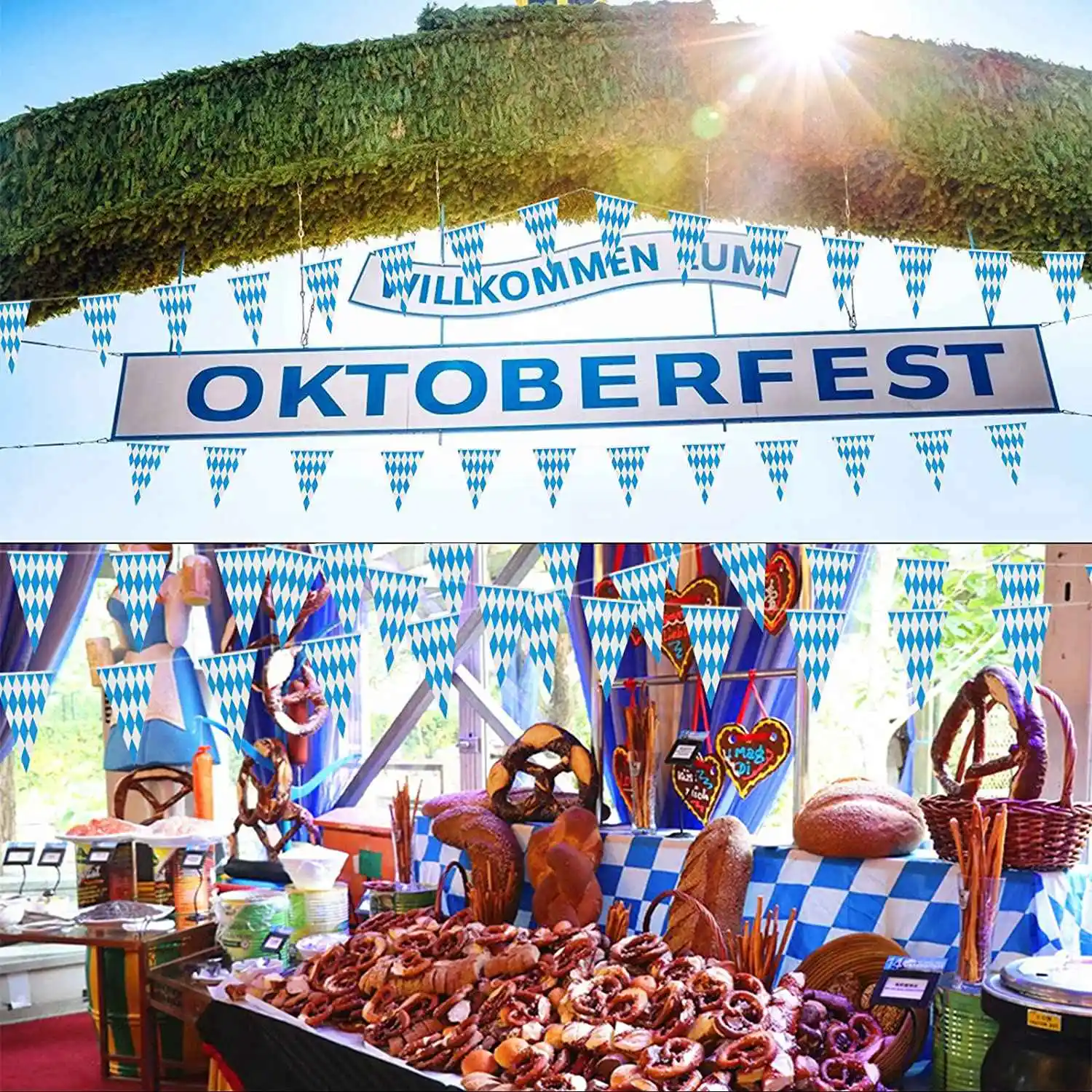 Décoration de guirxiété bavaroise, décor Oktoberfest, fanion, bannière, accessoire photo, 10m