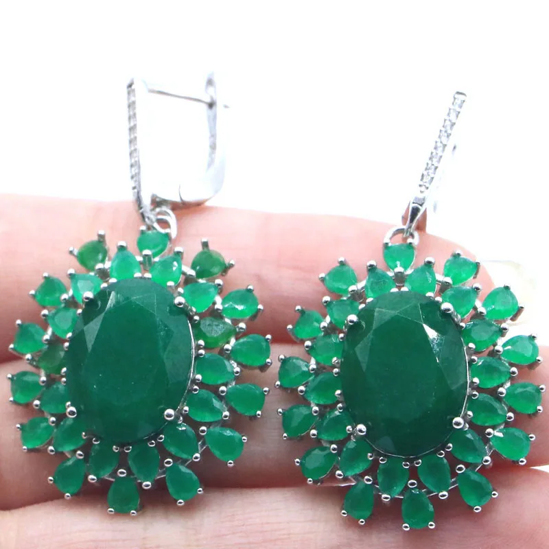 

45x26mm 11.9g Multi Color Tourmaline Violet Tanzanite Real Green Emerald Red Ruby For Women 925 Solid Sterling Silver Earrings