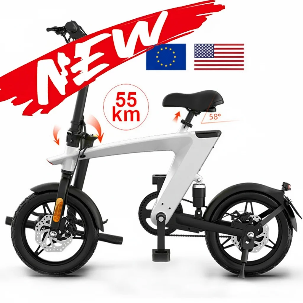 Mini 250W Foldable Electric Bicycle 14 Inch Aluminum Alloy Frame 36V Lithium Battery 3 Speed Disc Electronic Digital E Bike