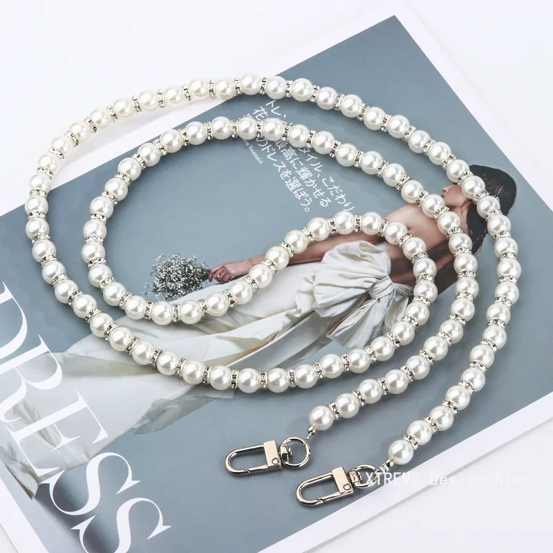 120CM Pearl Strap for Bags Accessories For Handbags DIY purse Replacement Long Beaded Chain Pearl Shoulder Strap For Bag