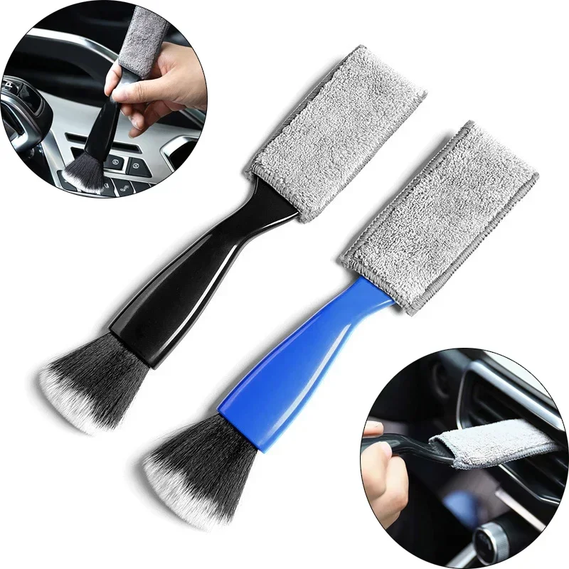 على الوجهين سيارة تكييف الهواء منفذ الهواء مكيف هواء السيارة الأوساخ منفضة فرشاة تنظيف أداة تنظيف فرشاة السيارة البلاستيكية #1