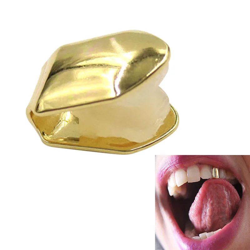 1PC Small Single Tooth Cap Hip Hop Teeth Grill Gold/Silver/Rose Gold/Black Small Metal Men 1 Pc Gold/Silver/Rose Gold/Black