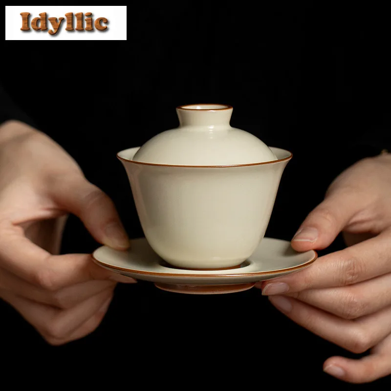 

150 мл матовый чайный вареник Congealed Fat Matte Gaiwan, чайная чаша с крышкой, комплект чайника, крышка, миска, чайная посуда, коллекция аксессуаров