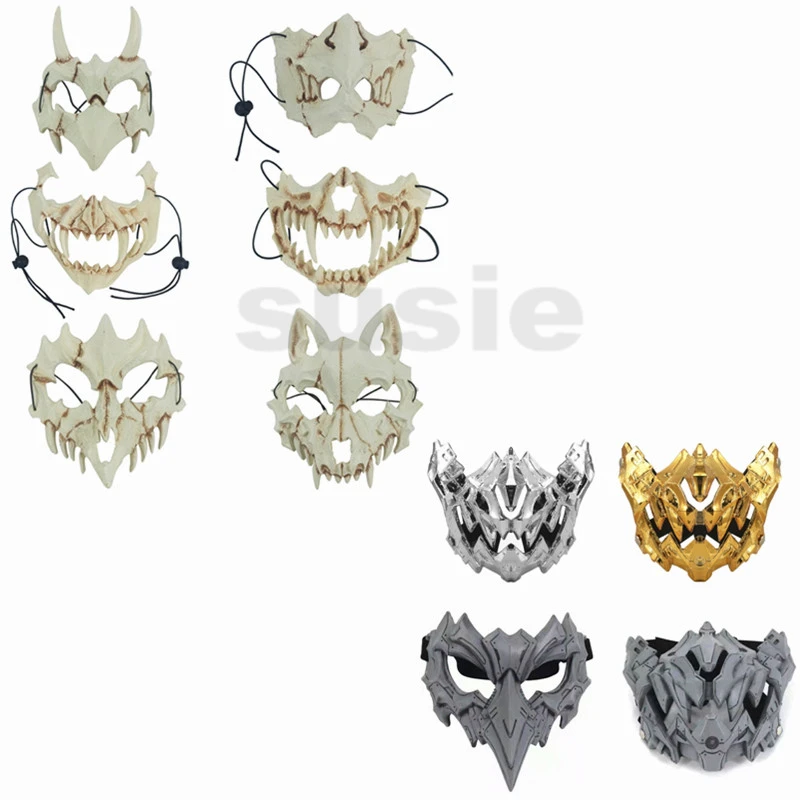 3D Bone Skull Halloween Masks Scary Mask Cosplay Masquerade Carnival Party Props Ropeplay Animal Mask for Adult Children