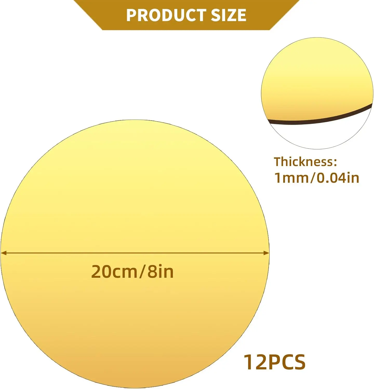12PCS Gold Round Mirror Centerpieces for Tables,8inch Acrylic Round Mirrors Non Glass Circle Mirror Plate Self Adhesive Mirror f