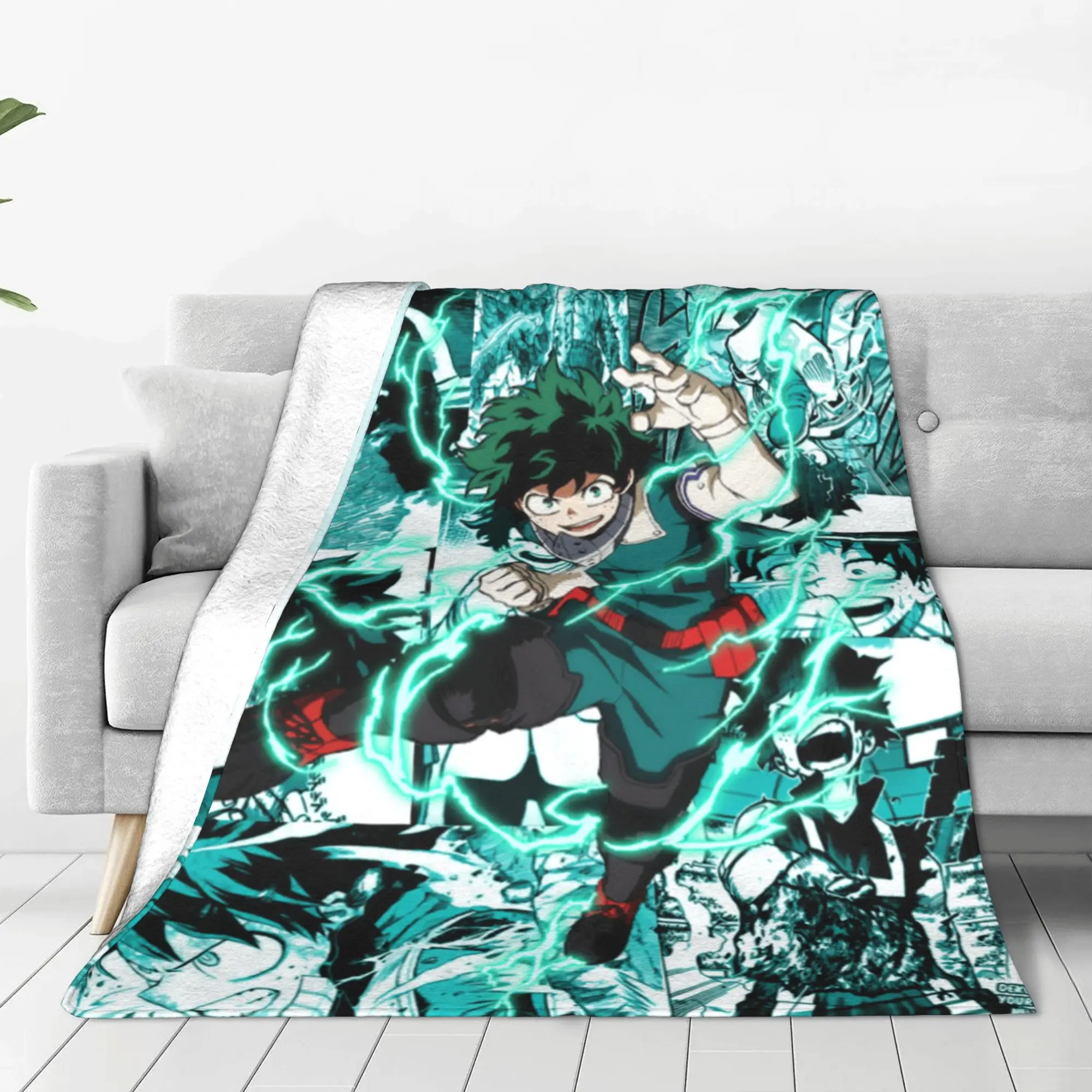 Izuku Midoriya Manga Collage Deken My Hero Academia Manga Anime Flanel Warme Gooi Deken voor Sprei