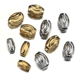20pcs Stainless Steel Gold Color Oval Cylinder Water Wave Spacer Loose Bead for Bracelets Necklace Beads Jewelry Making DIY