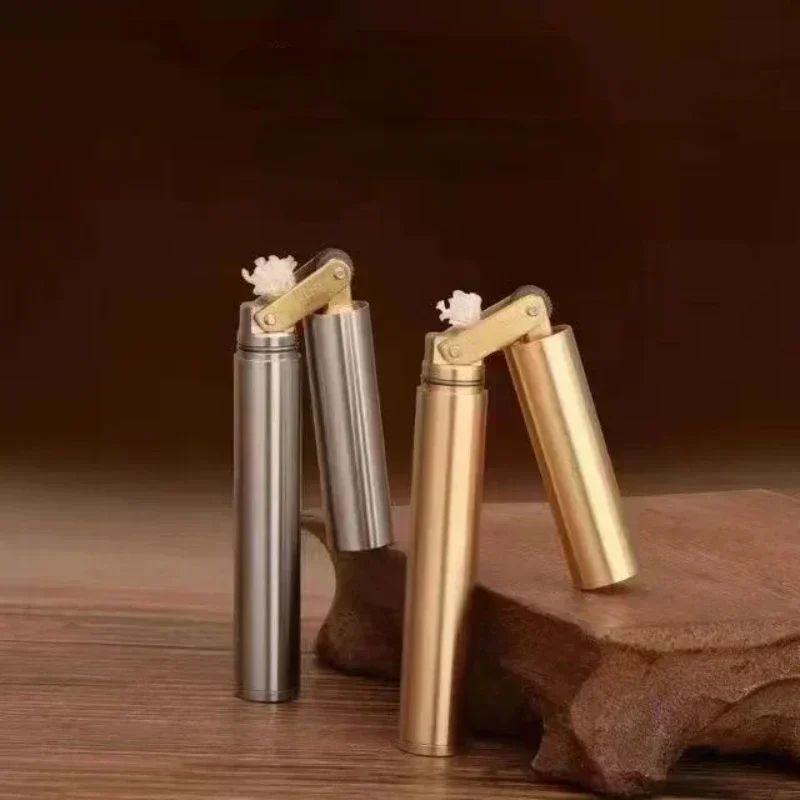 Nunchakus Lighter for Men Dad Husband Christmas Gift Vintage Lighter Nunchucks Kerosene Lighter Windproof Brass Stainless Steel