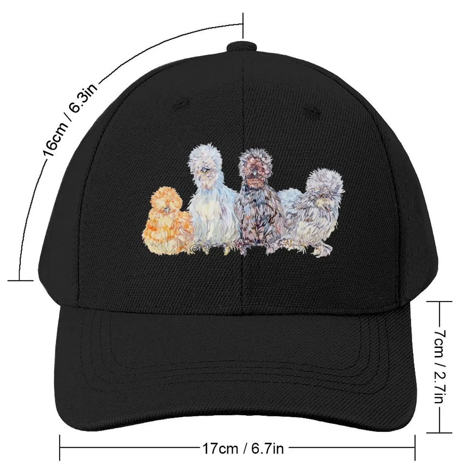 Silkie Chicken Huddle Baseball Cap Fashion Beach cute Big Size Hat funny hat Boy Child Women's