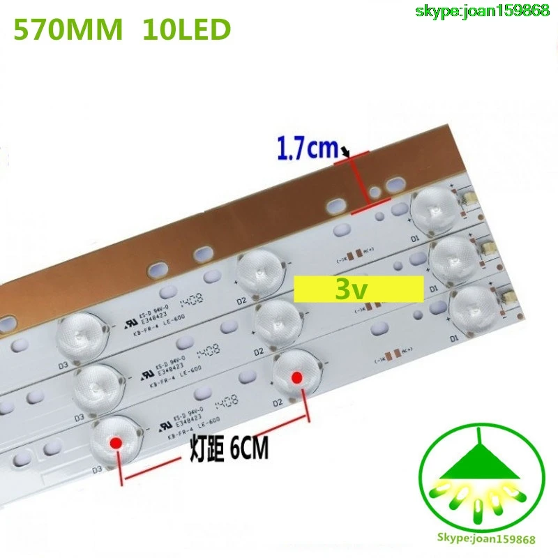 FOR 6piece/lot  For LCD 32 inch LCD TV LED backlight strip led Universal lamp strip copper substrate 10 lamp 570MM 3V