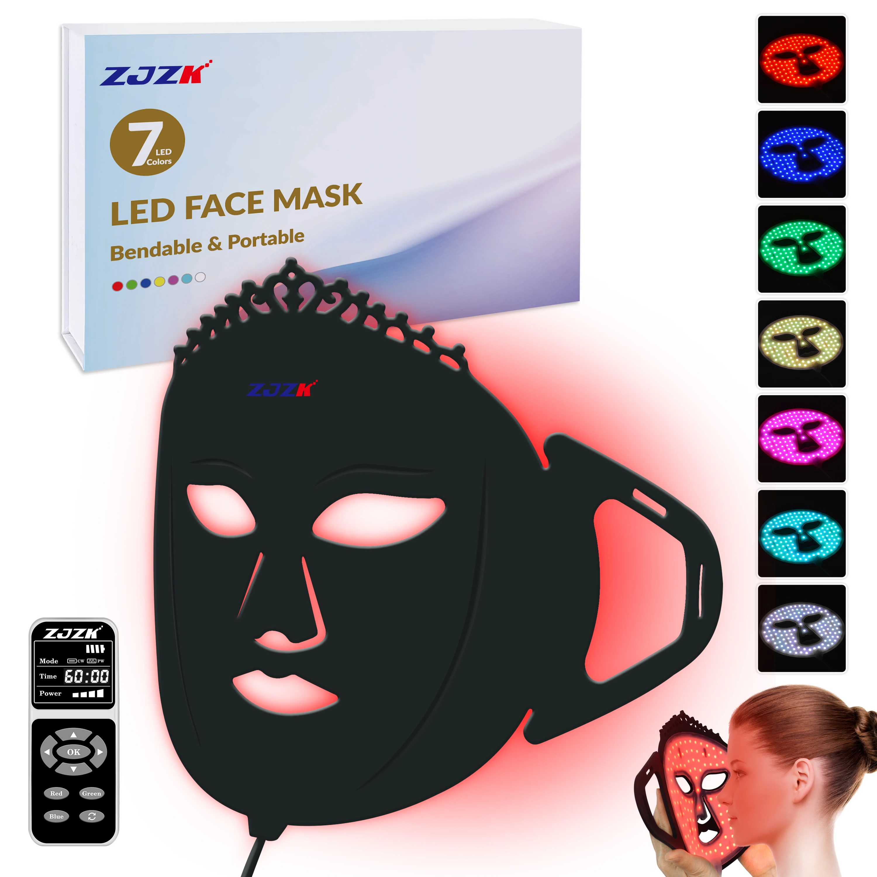 ZJZK Face Light Therapy Mask Project E Beauty LED 850nmx120chips+940nmx120chips Low Level Laser For Breastfeeding Psoriasis