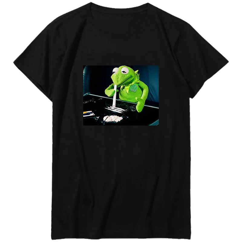 Frog Muppet Drug Funny Narcos Retro T Shirt For Men Diy Graphic T Shirts Oversize t-shirts Cotton O-neck T-shirt Men's Clothing