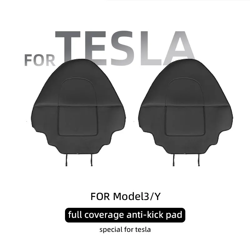 Car Seatback Protector for Tesla Model Y Model 3 Seat Back Protective Child Anti-Kick Mats Black Leather Interior Accessories