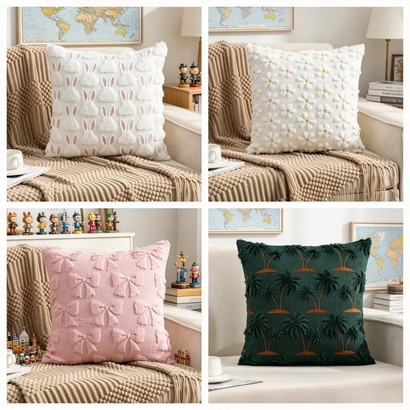 Throw Pillow Cover Sofa Cushion Cover Without Insert Office Back Pillow Bedside Waist Cushion