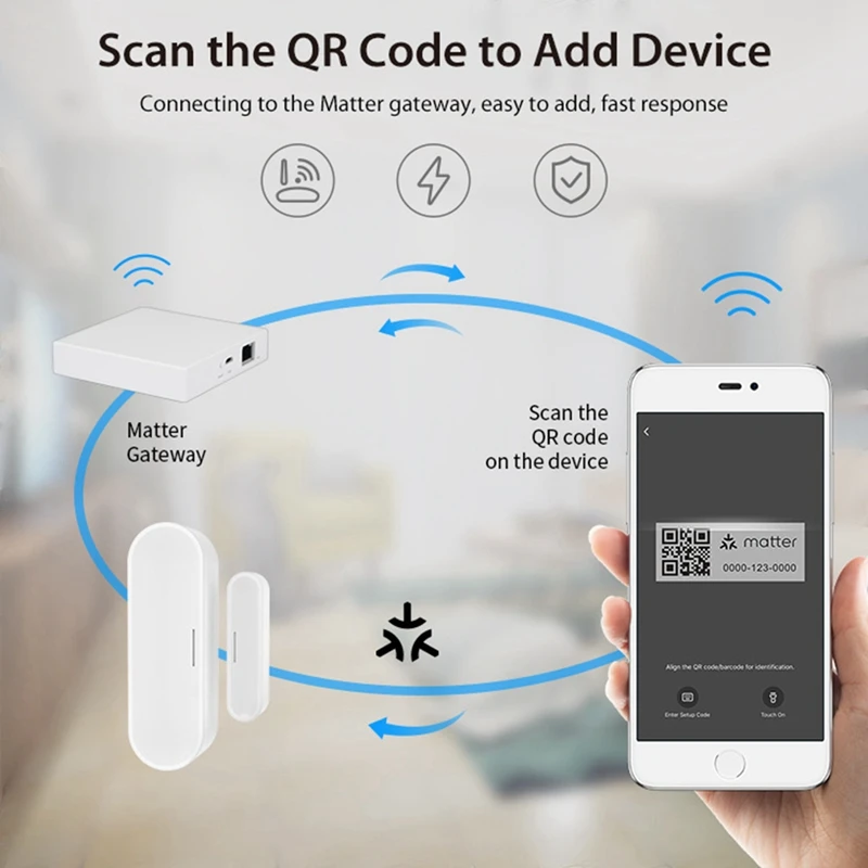 Tuya Matter Thread Door Window Sensor Anti-Theft Alarm Smart Home Wireless Detector Work With Homekit Alexa Google Home
