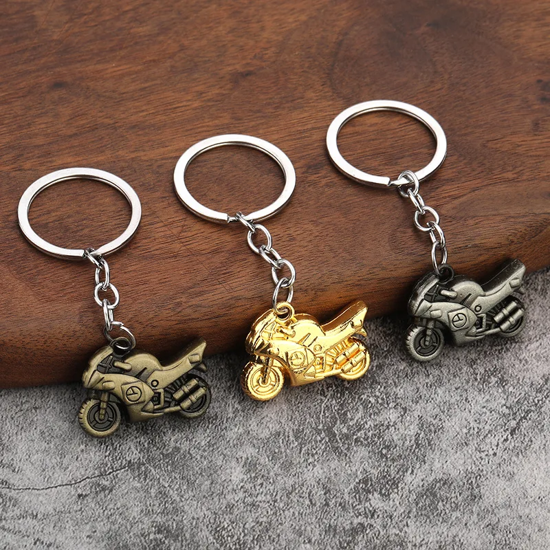Creative Stereo Simulated Motorcycle Metal Keychain Fashion Car Advert Waist Hanging Key Ring Trendy Versatile Accessory for Men