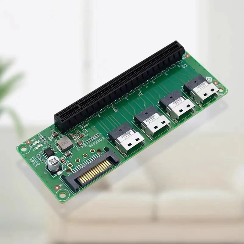 Pcie 4.0スロット拡張ボード、4ポートSFF-8654からpcie x16スロットアダプター、m.2からsasライザーカード、GPU pcie 4.0x4、15ピンsata、新品