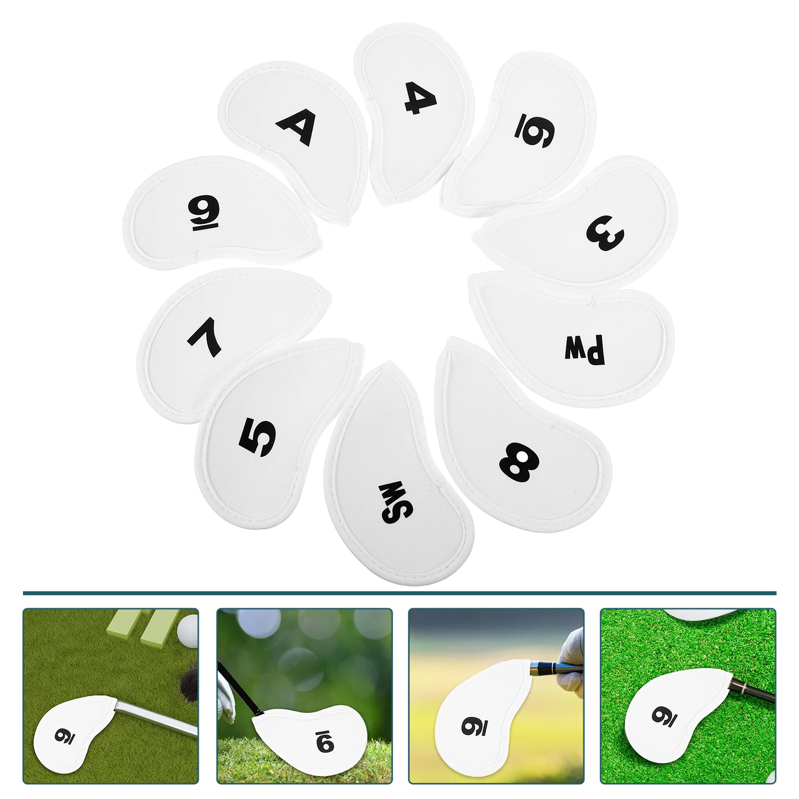 

10pcs Iron Head Covers Golf Club Protectors Anti-Scratch Durable Putter Covers Portable Shaft Protection Breathable Sport Gift