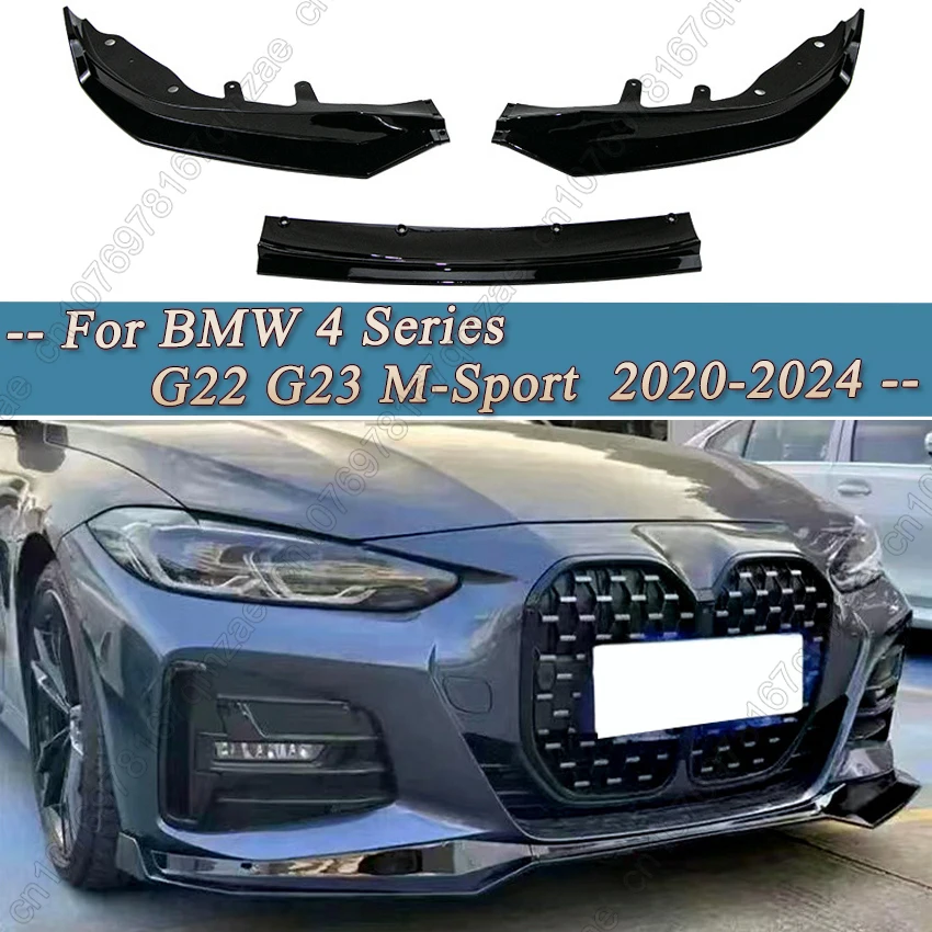 

Front Bumper Splitter Lip For BMW 4 Series G22 G23 M-Sport M440i M440d 430d 430i 2020-2024 Car Diffuser Spoiler Bumper Tuning