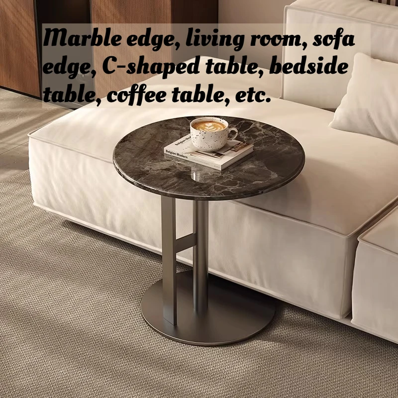 Marble C Shaped SideTable Sofa End Table Nightstand Bedside CoffeeTable Living Room Furniture Narrow Insert Movable Home Acrylic