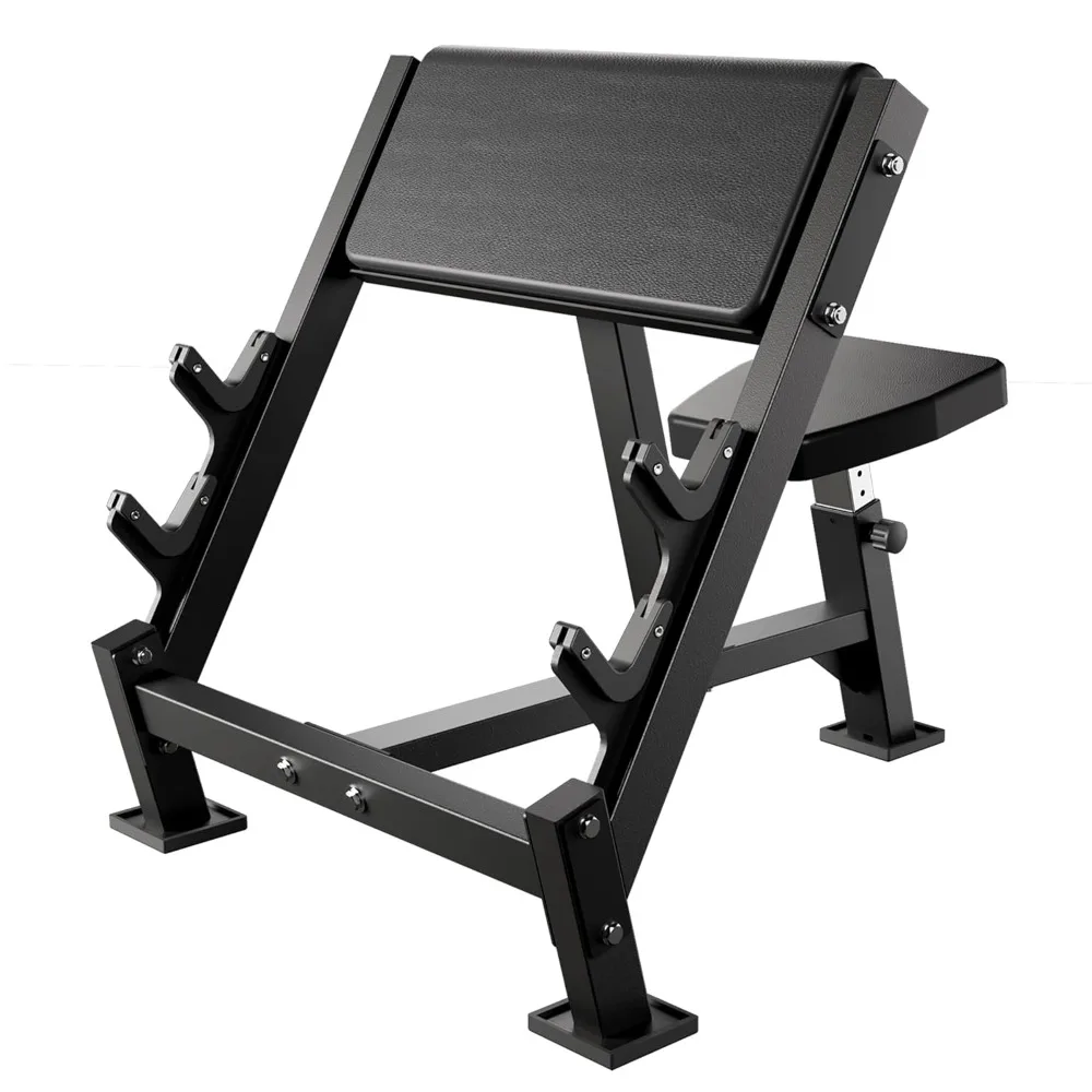 Fitness Adjustable Arm Bicep Tricep Preacher Curl Bench and Machine，Seated Barbell Dumbbell Workout Equipment, Customized