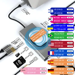 Basix USB C HUB Typ C zu HDMI-kompatibler Adapter mit 20 W kabellosem Laden 1000 m RJ45-Netzwerkanschluss USB3.0 HUB Dock USB-Splitter