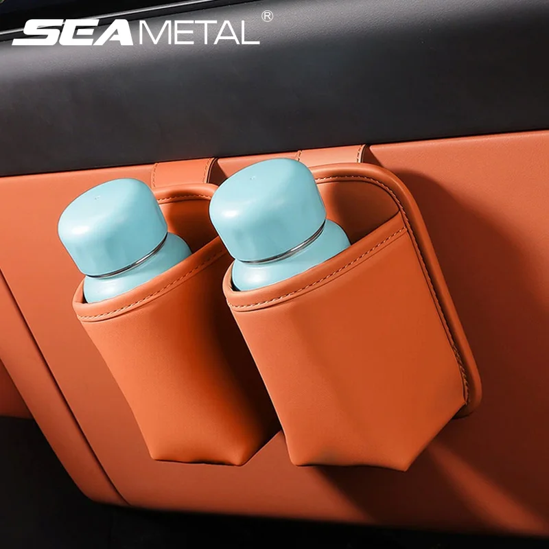 SEAMETAL Car Cup Holder Storage Bag Co-Driver Glove Box Water Cup Rack Paste Design Mounting Car Drink Bottle Organizer Pocket