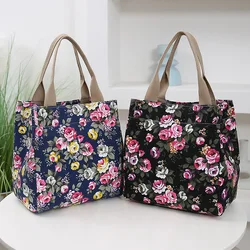 New Portable Mommy Bag Printed Satchel Women's Lunch Box Bag Retro Fashion Handbag Work Bag in Stock