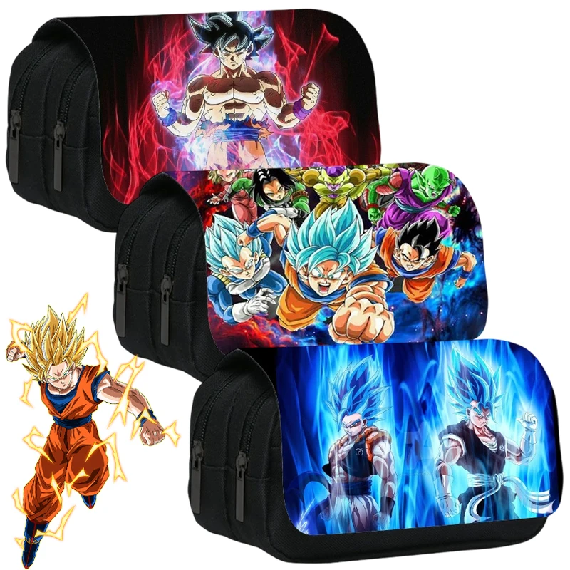 

Сумка-карандаш Dragon Ball, чехол для периферийных ручек в стиле аниме, студенческие сумки для хранения канцелярских принадлежностей, двухслойный пенал для мальчиков, школьные принадлежности