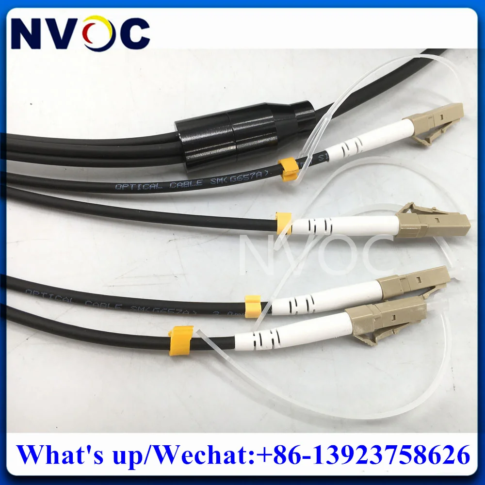 4Cores OM3-300,300M,4.0mm/4.5mm Black LSZH/TPU Cable,LC-LC Terminated Armoured Fiber Optic Patch Cord Pigtail with PCD380 Reel