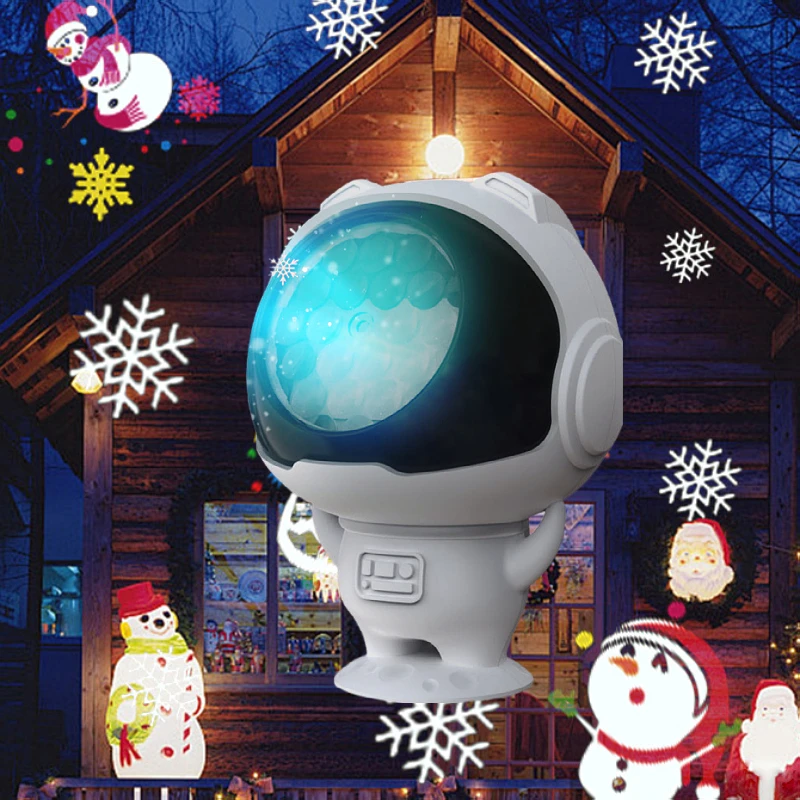 Mini-stage astronaut 16 Christmas pattern lights white snowflake projector lights Halloween decorations children\'s gifts