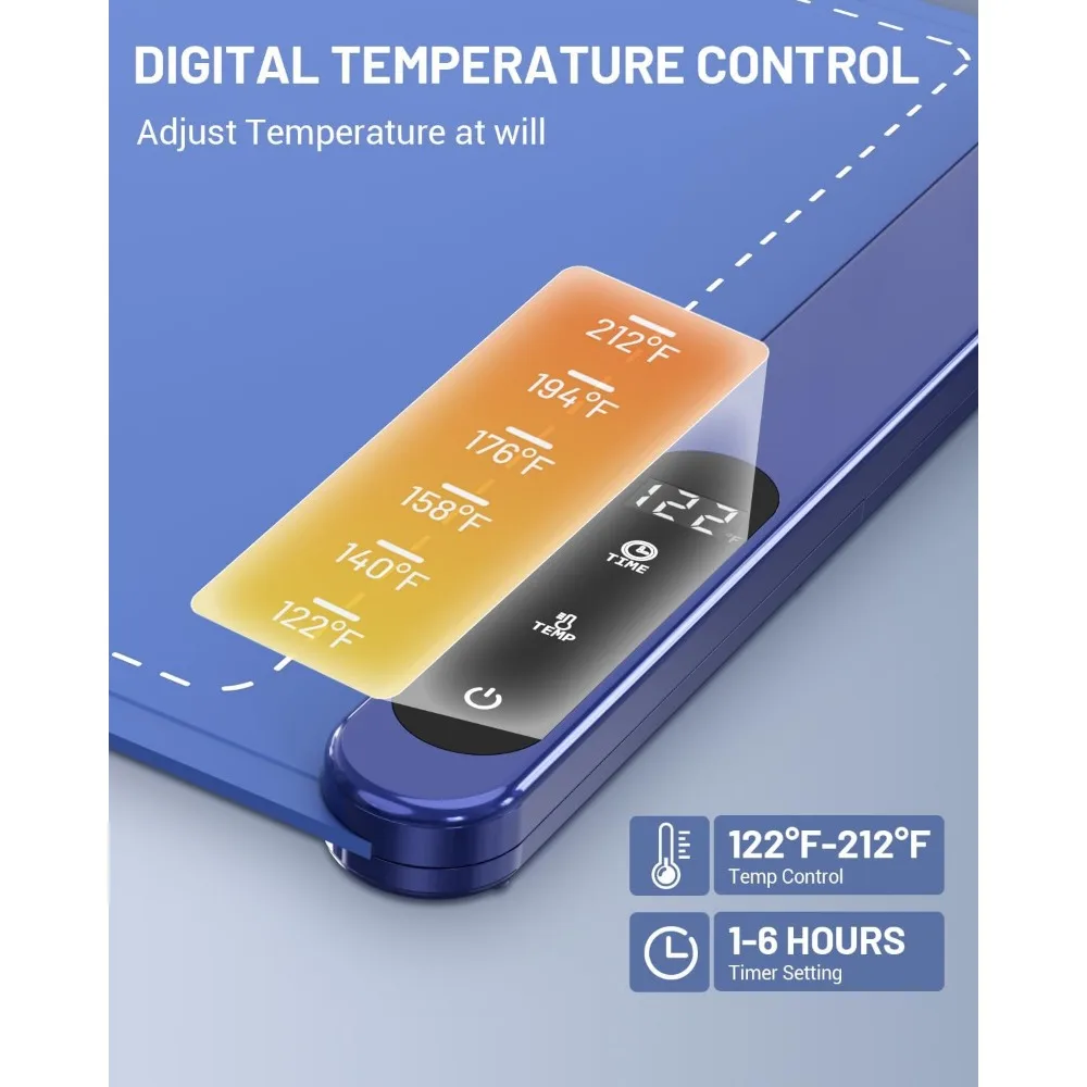 Electric Warming Tray, 6 Temperature Modes & Upgraded Graphene Full Surface Heating, Portable Warming Mat for Food