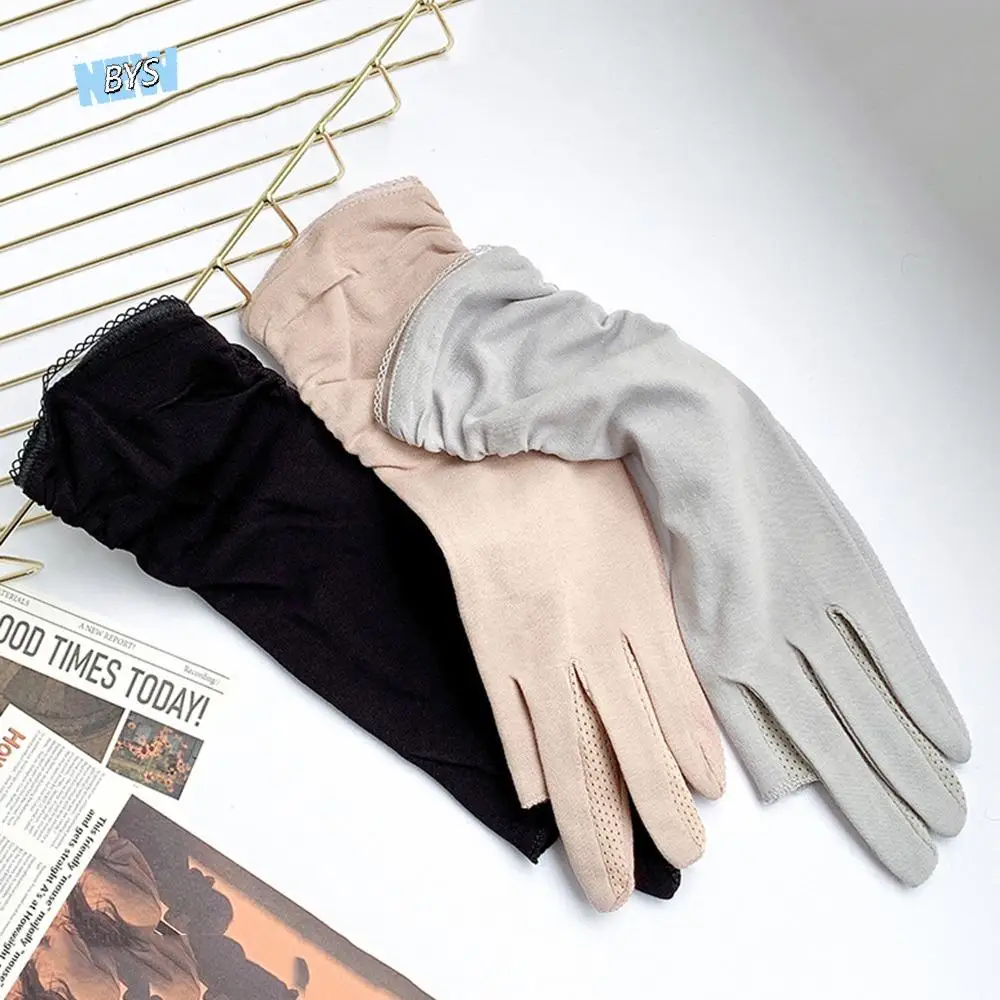 Anti-UV Women Sunscreen Gloves Thin Lengthen Sun Protection Riding Gloves Touch Screen Breathable Summer Driving Mittens Ladies