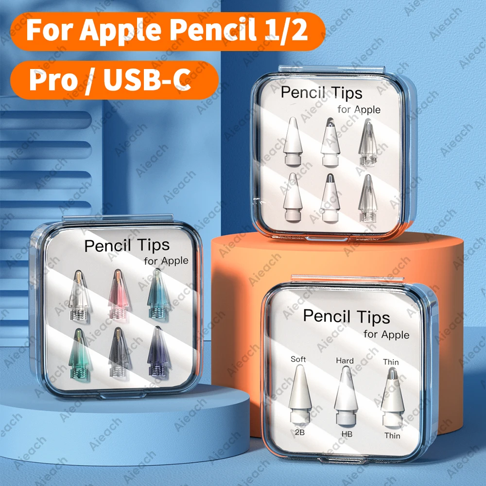 Dwuwarstwowe końcówki do Apple Pencil, miękkie i twarde, do Apple Pencil Pro/1. i 2. generacji, USB-C, 2B HB, akcesoria do iPada