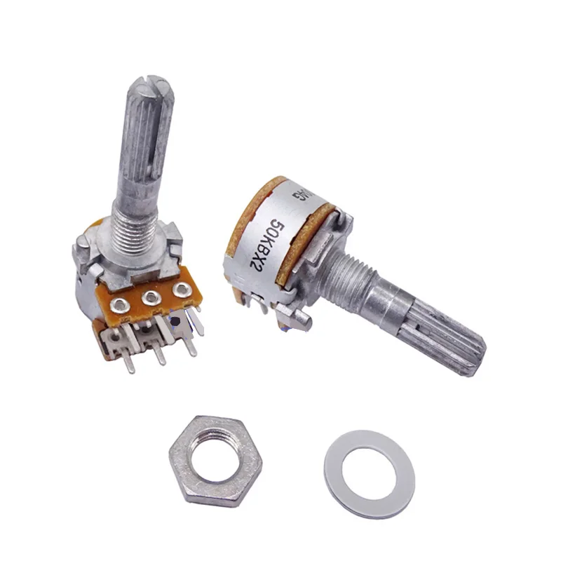 1 pz nuovo giappone 1 pz alpi RK163 B50KX2 Audio potenziometro rotativo a doppia unità 6pin 25mm albero prugna 50k