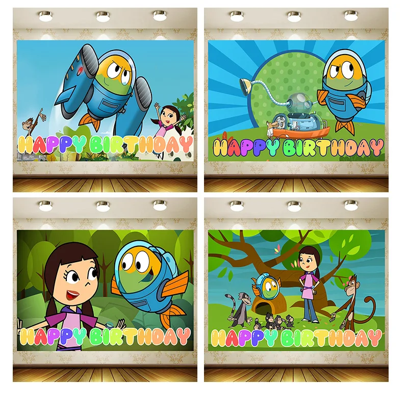 Cute Little Fish Man Birthday Party Supplies Banner Kid Cartoon Decoration Background Photography backdrop